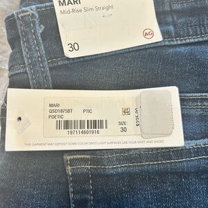 AG Adriano Goldschmied Mari Mid-Rise Slim Straight Jeans - Poetic Blue